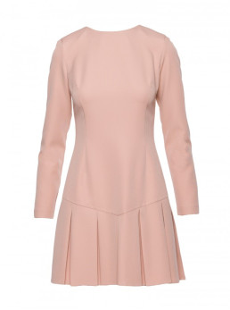 M872 Smėlio spalvos suknelė su atvirkštinėmis klostėmis - smėlio