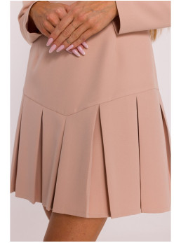 M872 Smėlio spalvos suknelė su atvirkštinėmis klostėmis - smėlio