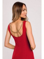 M667 Shaeth dress with decorative chain in the back - red
