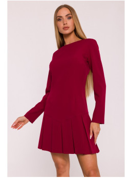 M872 Siaurėjanti suknelė su klostėmis - kaštoninė