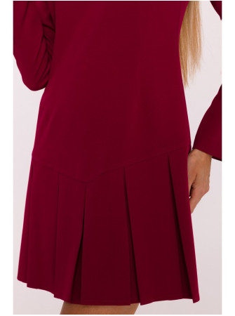 M872 Siaurėjanti suknelė su klostėmis - kaštoninė