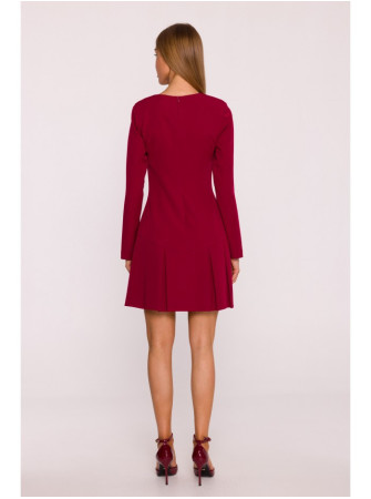 M872 Siaurėjanti suknelė su klostėmis - kaštoninė