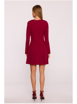 M872 Siaurėjanti suknelė su klostėmis - kaštoninė