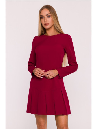 M872 Siaurėjanti suknelė su klostėmis - kaštoninė