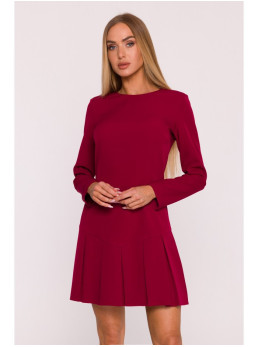 M872 Siaurėjanti suknelė su klostėmis - kaštoninė