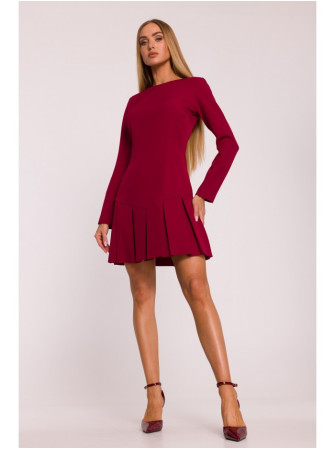 M872 Siaurėjanti suknelė su klostėmis - kaštoninė