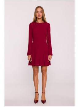 M872 Siaurėjanti suknelė su klostėmis - kaštoninė