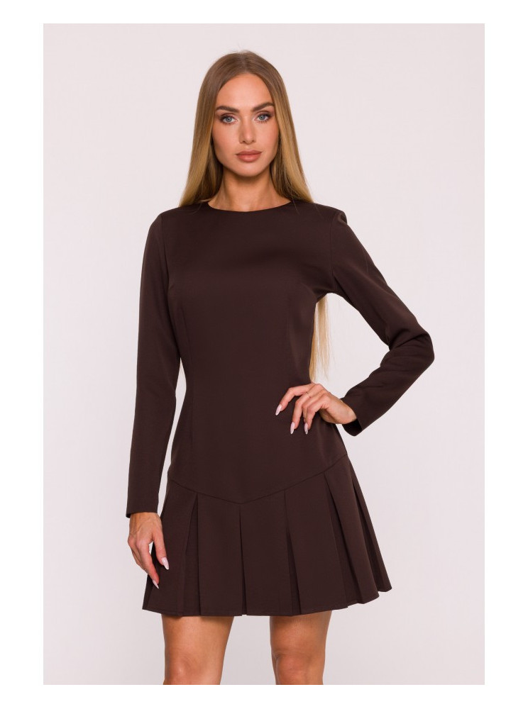 M872 Suknelė su klostėmis į viršų - ruda