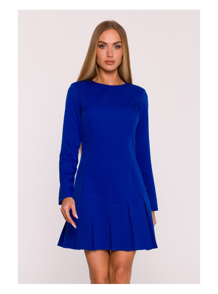 M872 Suknelė su atvirkštinėmis klostėmis - karališka mėlyna