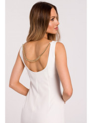 M667 Shaeth dress with decorative chain in the back - ecru