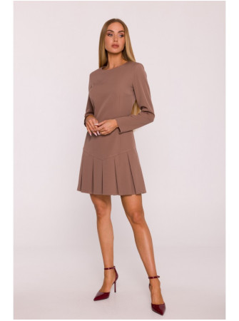 M872 Suknelė su atvirkštinėmis klostėmis - mocca