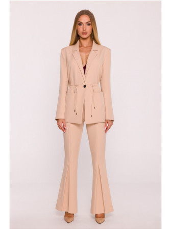 M873 Švarkas su įliemenuotu siluetu - smėlio