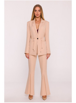 M873 Švarkas su įliemenuotu siluetu - smėlio