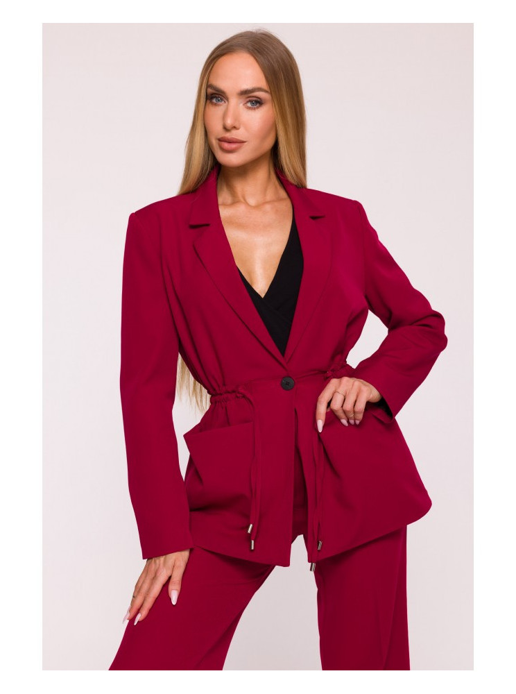 M873 Marškinėlių tipo švarkas su įliemenuotu siluetu - kaštoninė