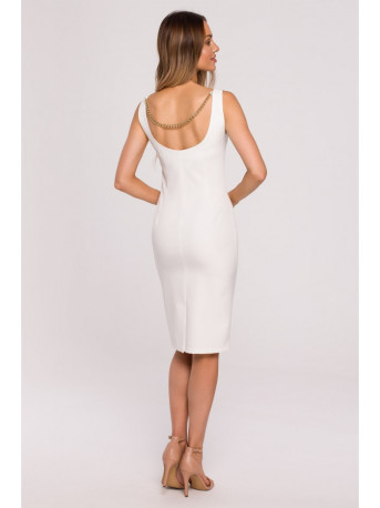 M667 Shaeth dress with decorative chain in the back - ecru