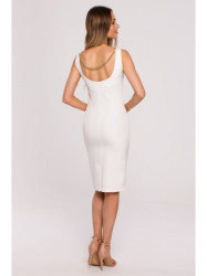 M667 Shaeth dress with decorative chain in the back - ecru