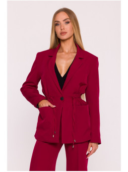 M873 Bordo švarkas su įliemenuotu siluetu - kaštoninė