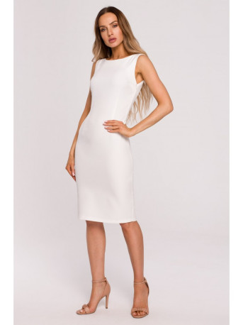 M667 Shaeth dress with decorative chain in the back - ecru