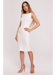 M667 Shaeth dress with decorative chain in the back - ecru