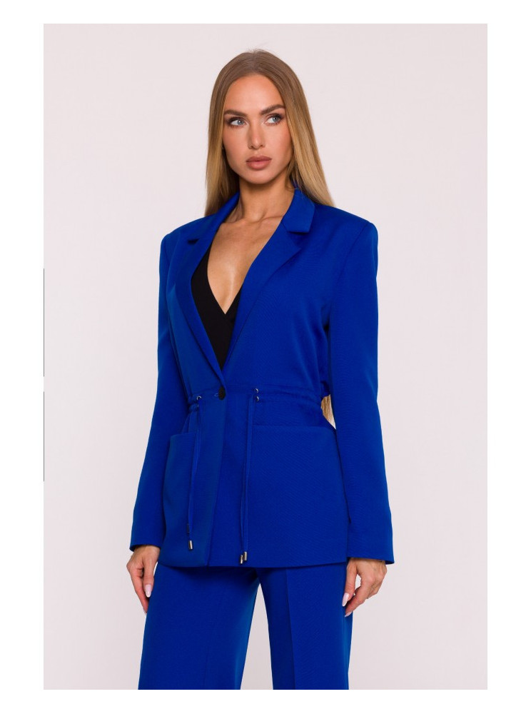 M873 Švarkas su įliemenuotu siluetu - karališka mėlyna