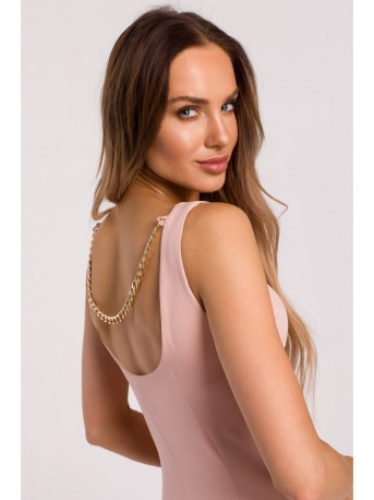 M667 Shaeth dress with decorative chain in the back - powder