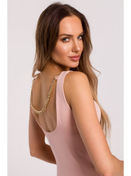 M667 Shaeth dress with decorative chain in the back - powder