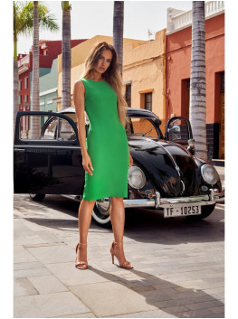 M667 Shaeth dress with decorative chain in the back - green