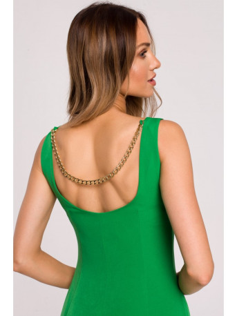 M667 Shaeth dress with decorative chain in the back - green