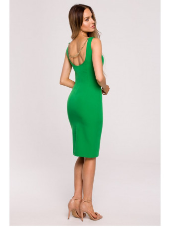 M667 Shaeth dress with decorative chain in the back - green
