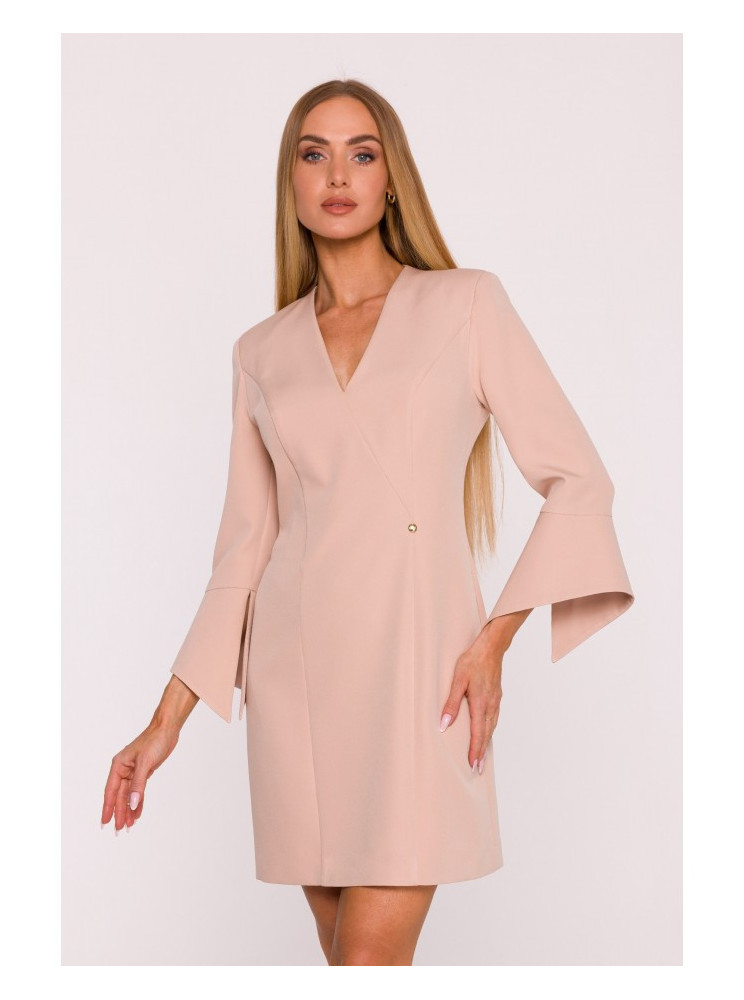 M876 Suknelė su plačiais rankogaliais - smėlio