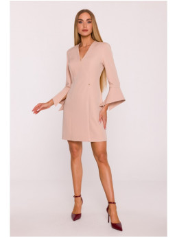 M876 Suknelė su plačiais rankogaliais - smėlio