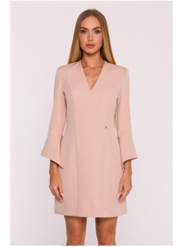 M876 Suknelė su plačiais rankogaliais - smėlio