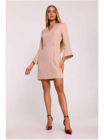 M876 Suknelė su plačiais rankogaliais - smėlio