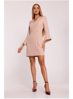 M876 Suknelė su plačiais rankogaliais - smėlio