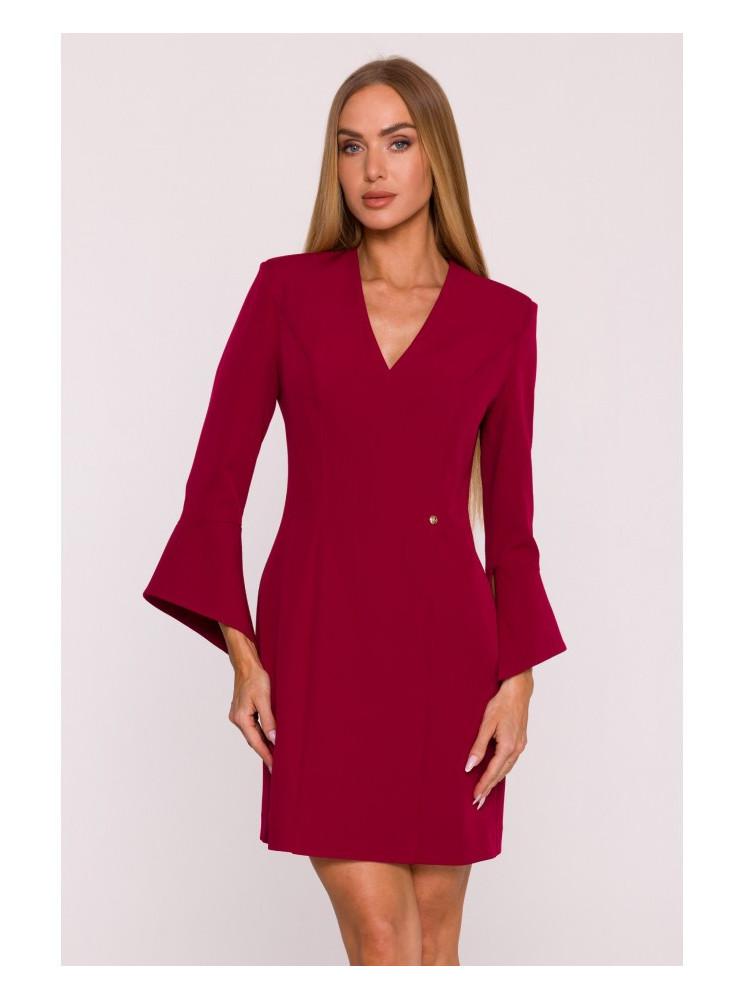 M876 Suknelė su plačiais rankogaliais - kaštoninė