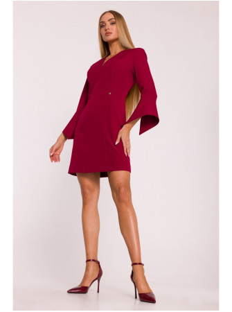 M876 Suknelė su plačiais rankogaliais - kaštoninė