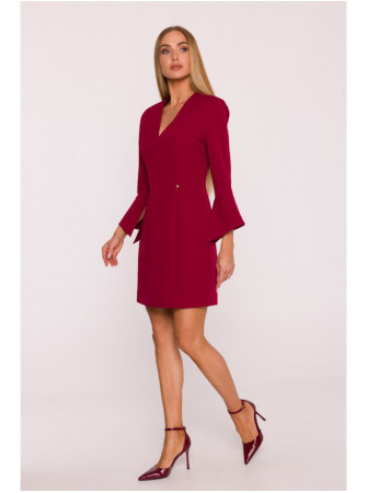 M876 Suknelė su plačiais rankogaliais - kaštoninė