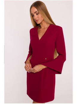 M876 Suknelė su plačiais rankogaliais - kaštoninė