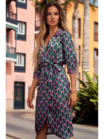M668 Wrap dress with print - model 1