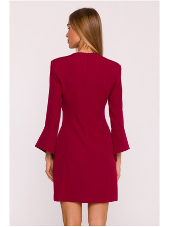 M876 Suknelė su plačiais rankogaliais - kaštoninė