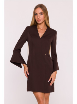 M876 Suknelė su plačiais rankogaliais - ruda