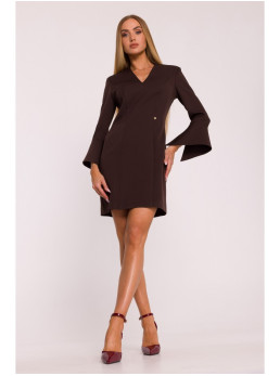 M876 Suknelė su plačiais rankogaliais - ruda