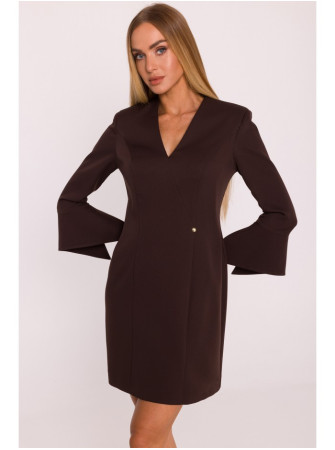 M876 Suknelė su plačiais rankogaliais - ruda
