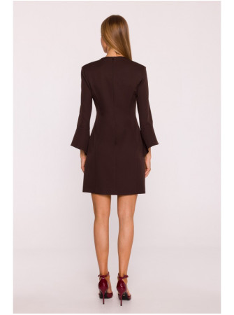 M876 Suknelė su plačiais rankogaliais - ruda