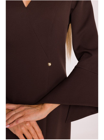 M876 Suknelė su plačiais rankogaliais - ruda