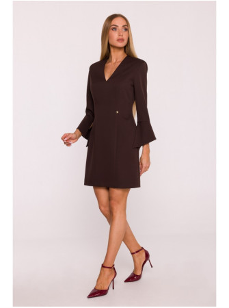 M876 Suknelė su plačiais rankogaliais - ruda