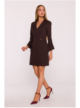 M876 Suknelė su plačiais rankogaliais - ruda