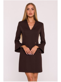 M876 Suknelė su plačiais rankogaliais - ruda