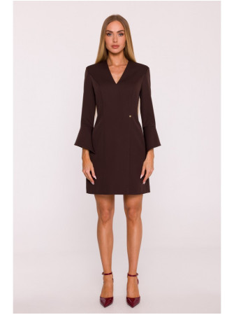 M876 Suknelė su plačiais rankogaliais - ruda