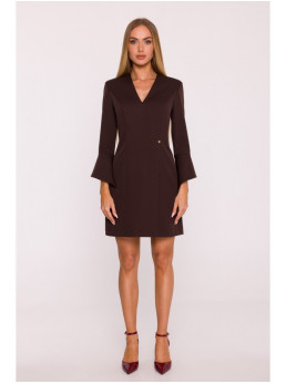 M876 Suknelė su plačiais rankogaliais - ruda